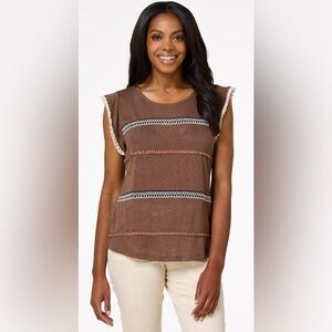 Cato Women's Plus Size Fringe Ribbon Trim Top Size 18/20W